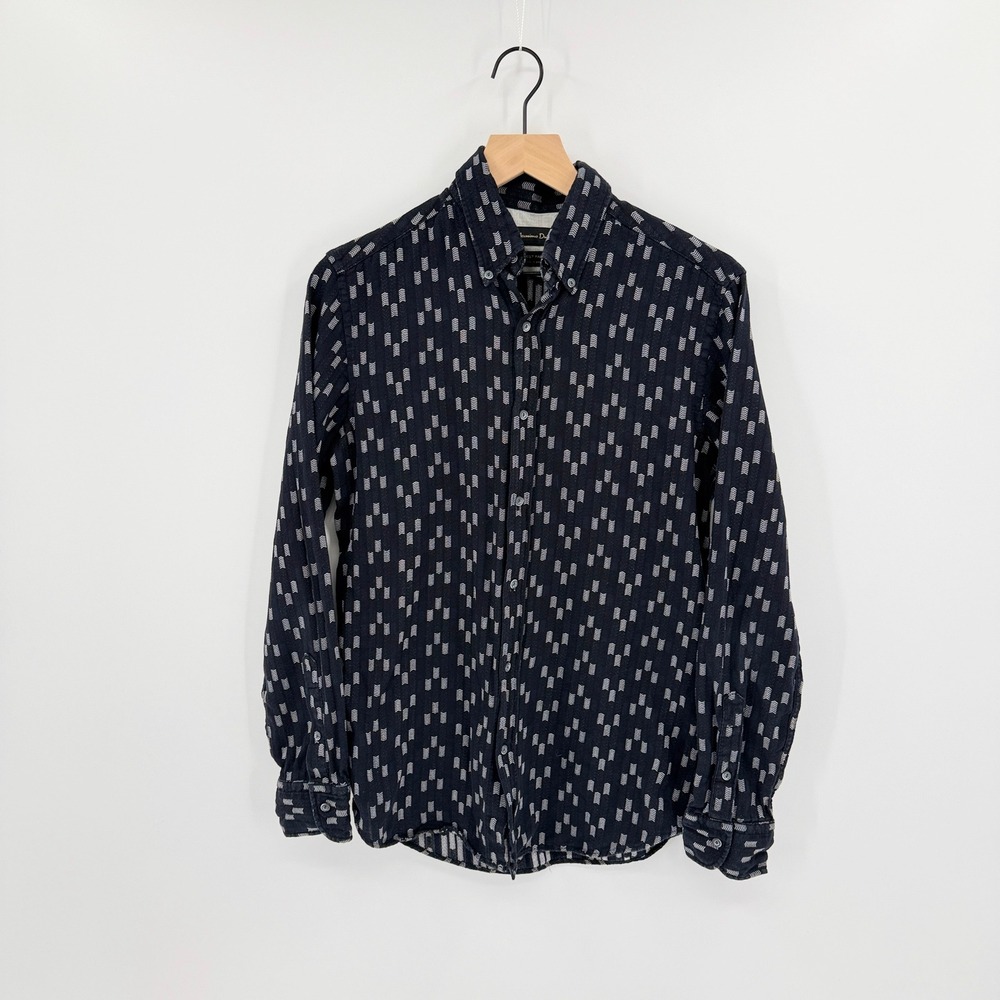 Massimo Dutti Button Down Shirt S Textured Jacquard Geometric Modern Minimalist